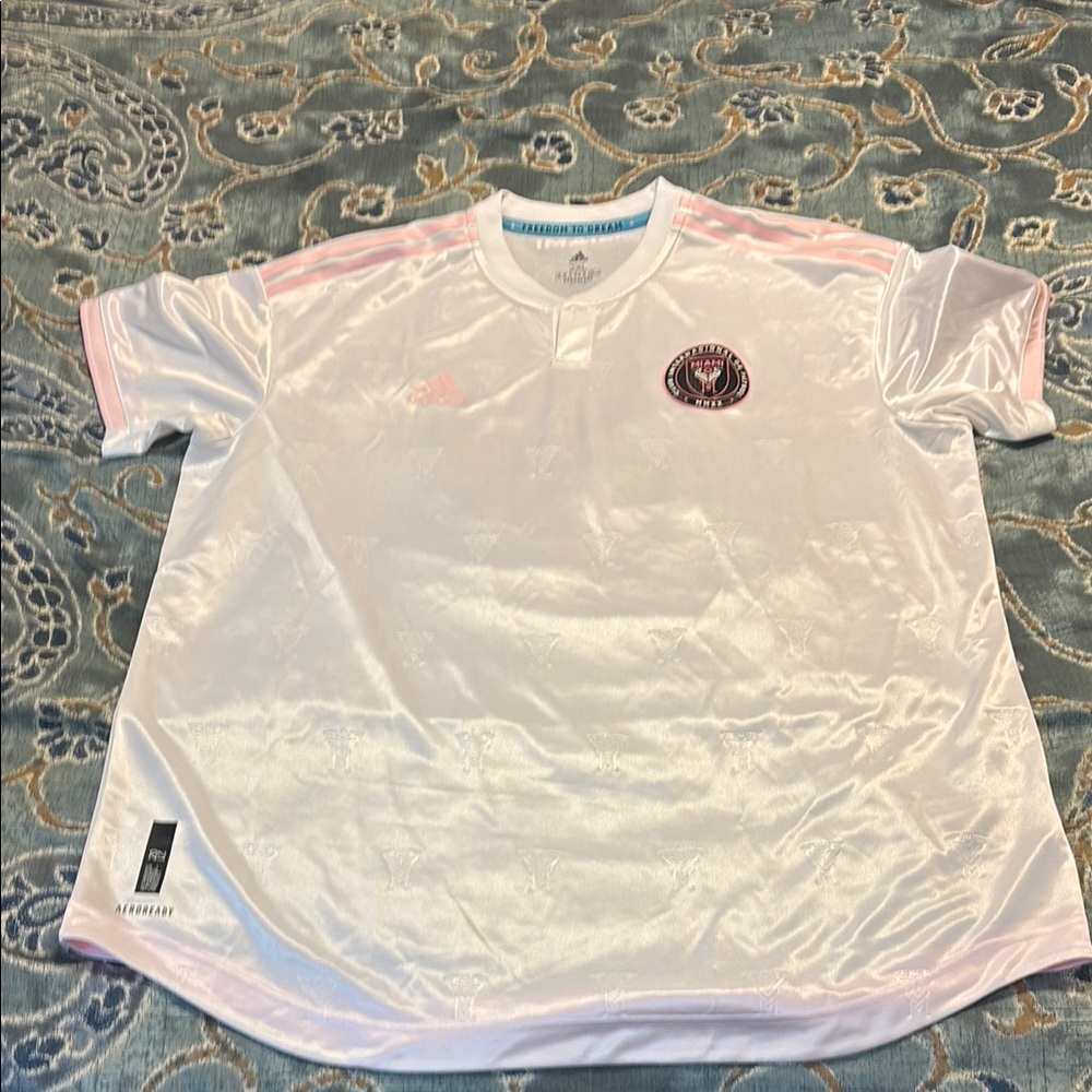 Adidas White and Light Pink Soccer Jersey Miami authentic 2021